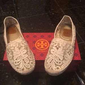 Fabulous crochet Lace Herringbone Tory Burch Flats